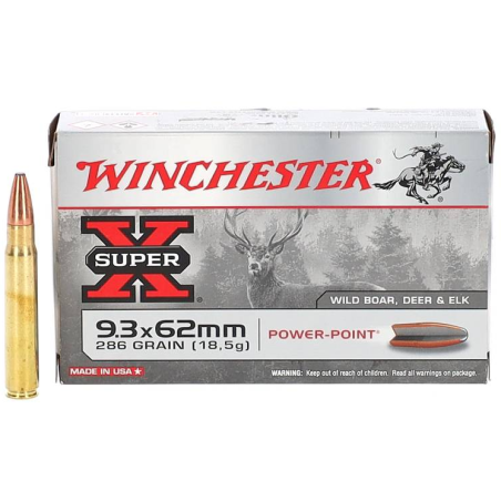 WINCHESTER CAL .9.3X62, POWER-POINT - 18.5GRAMMES