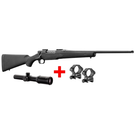 MOSSBERG PACK PATRIOT CAL .30-06SPR CANON 56 CM FILETÉ + LUNETTE WALDBERG 1-4X24 + COLLIERS