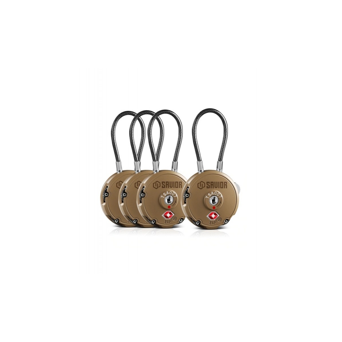 SAVIOR LOT DE 4 CADENAS CABLE TAN X1