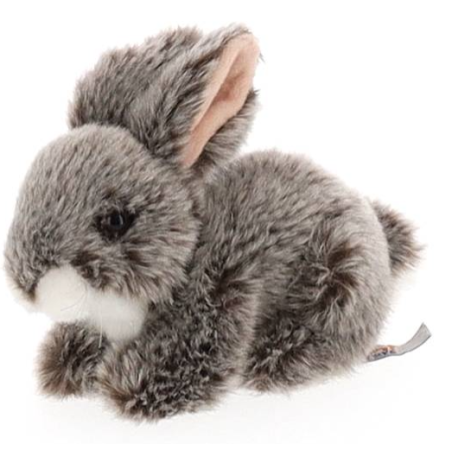 PELUCHE LAPIN GRIS COUCHE- 18 CM